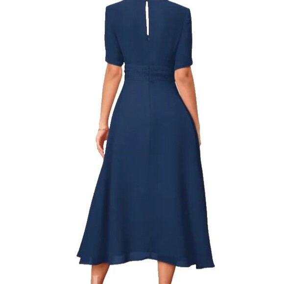 JJ's House Mother of the Bride Dress XL Scoop Short Sleeve A-Line Chiffon Blue - Picture 2 of 11